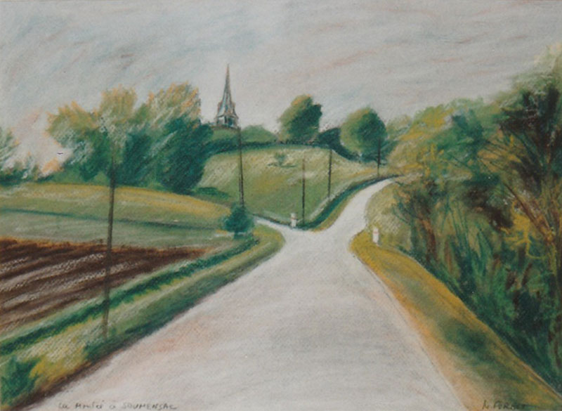 La Montée à Soumensac (pastel)